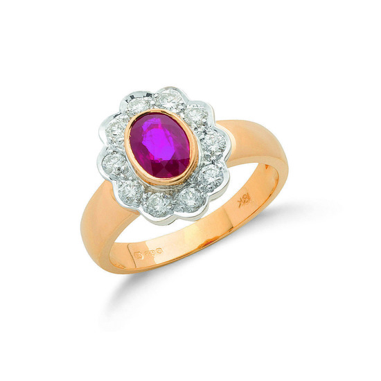 18ct Gold Ring with 0.40ct TW Diamonds and 0.90ct Ruby Centre Stone