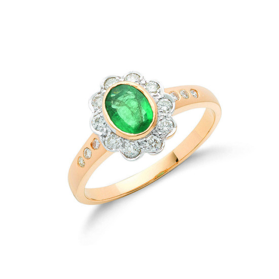 18ct Gold Ring with 0.36ct TW Diamonds and 0.75ct Emerald Centre Stone