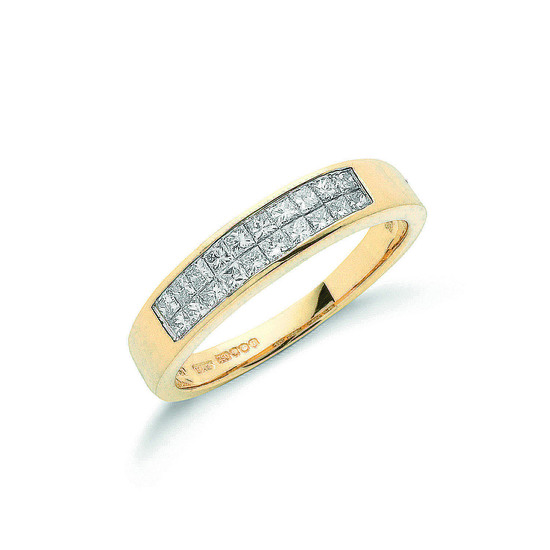 0.50ct TW Princes Cut Diamond Ring, double-row, 18ct Gold, G/H-VS