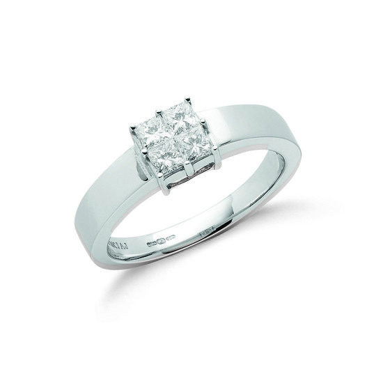 0.50ct TW Princess Cut Diamonds 18ct White Gold Ring, G/H-SI