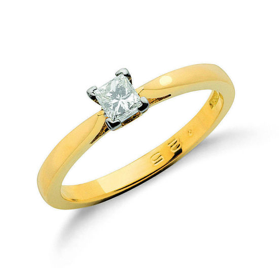 0.25ct Princess Cut Diamond 18ct Gold Ring, G/H-SI