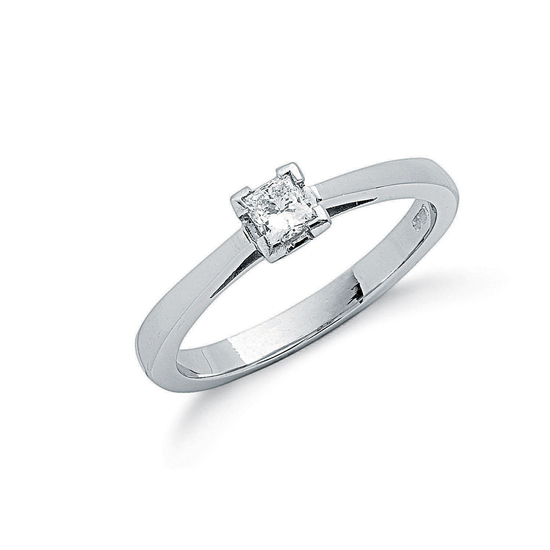 0.25ct Center Princess Cut Diamond Platinum Ring, G/H-SI, Size M
