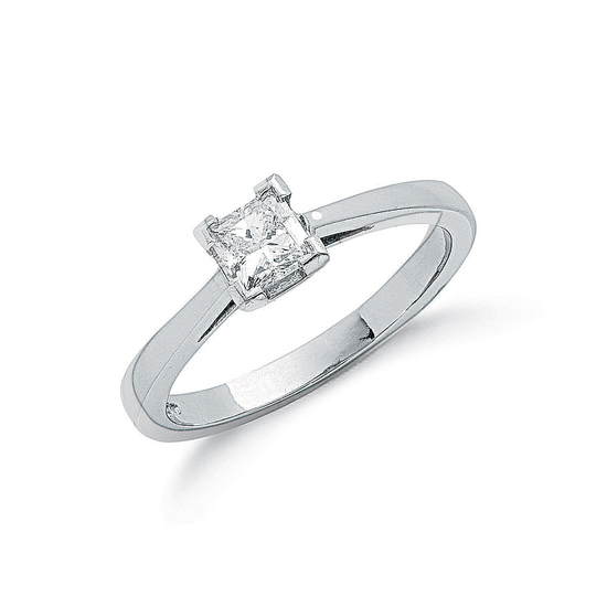 0.50ct Center Princess Cut Diamond Platinum Ring, G/H-SI, Size L