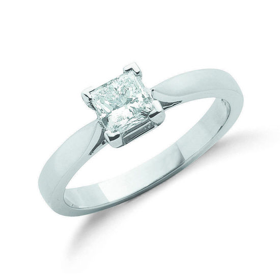 0.70ct Princess Cut Diamond 18ct White Gold Ring, G/H-SI