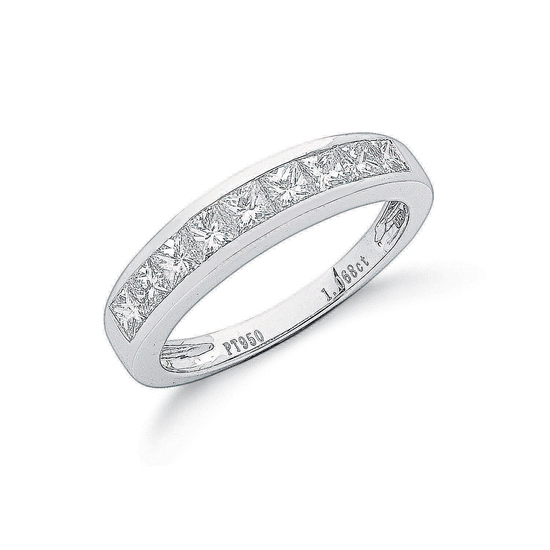 1.00ct TW Princess Cut Diamonds, recessed mounted, Platinum Ring, G/H-VS, Size L