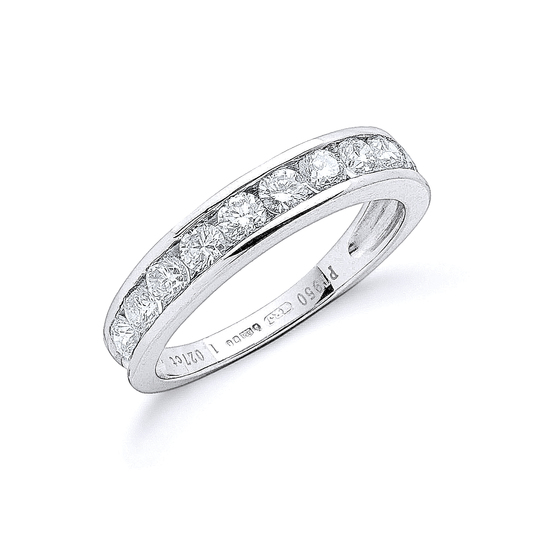 1.00ct TW Diamonds, recessed mounted, Platinum Ring, G/H-VS, Size K