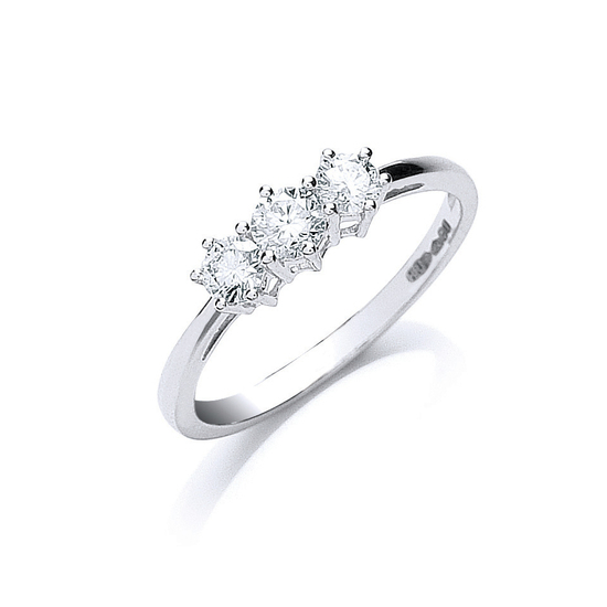 0.50ct TW Three Diamonds Platinum Ring, G/H-VS, Size N