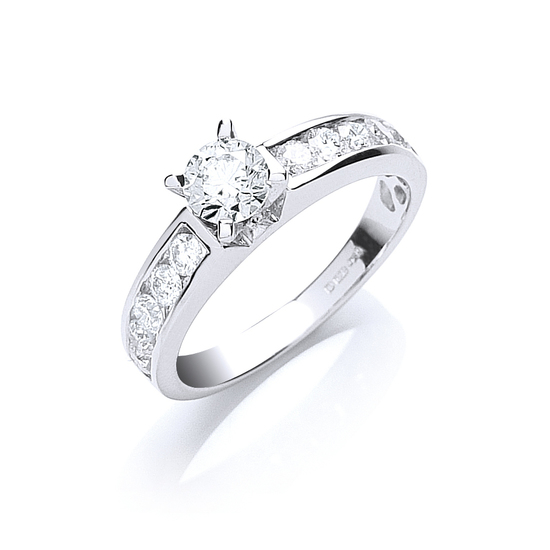 1.00ct TW Diamond 18ct White Gold Ring with Center Stone, G/H-SI