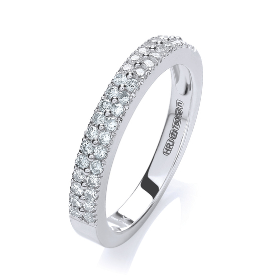 0.35ct TW Diamonds in Double-Row, 18ct White Gold Ring, G/H-SI, Size L