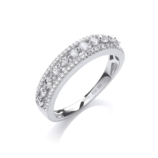 Diamonds in Diamond Studded Band 18ct White Gold Ring, 0.65ct TW, G/H-SI