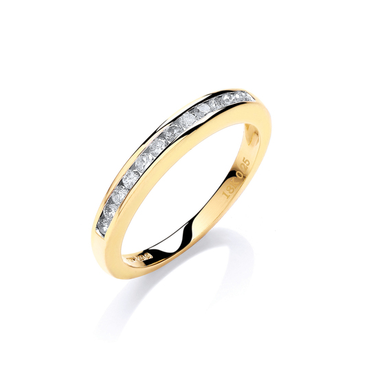 0.25ct TW Diamonds in Band, 18ct Gold Ring, G/H-SI, Size M