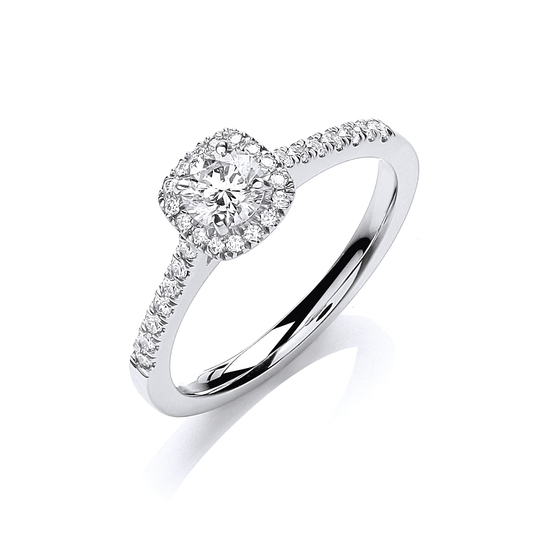 0.50ct TW Certified Diamond 18ct White Gold Ring with Cushion-Shape Centre