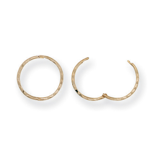 9ct Yellow Gold D/C Hinged Sleeper Hoop Earrings 12mm