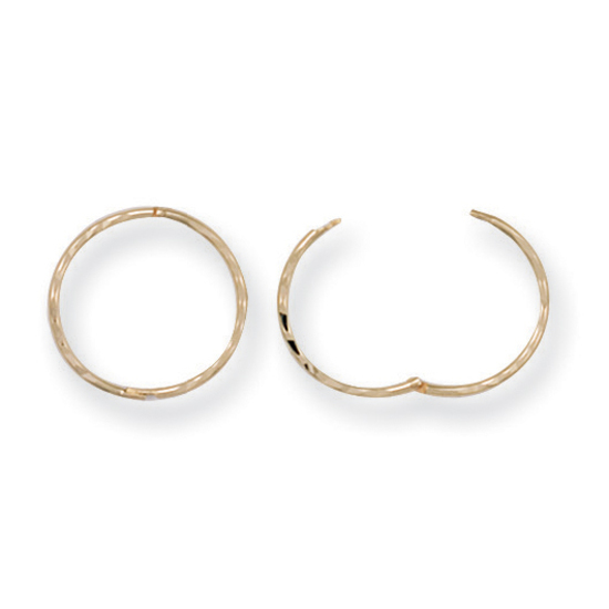 9ct Yellow Gold D/C Hinged Sleeper Hoop Earrings 14mm