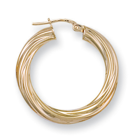 9ct Yellow Gold Twisted Hoop Earrings 2.0g