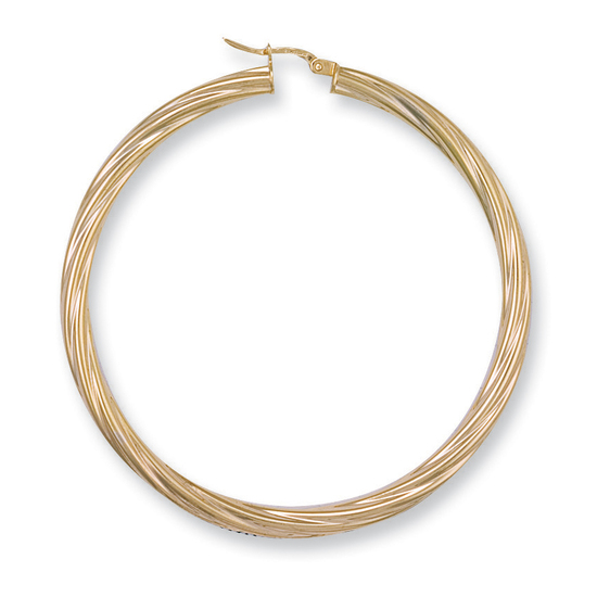9ct Yellow Gold Twisted Hoop Earrings 4.2g