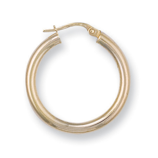 9ct Yellow Gold Round Tube Hoop Earrings 1.5g