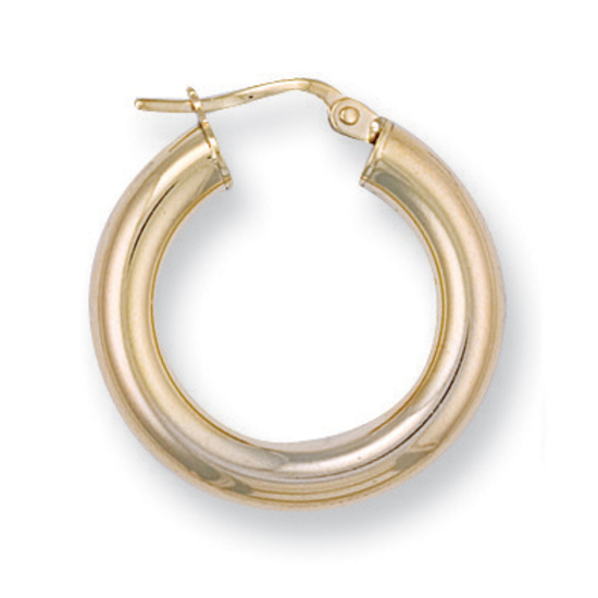 9ct Yellow Gold Round Tube Hoop Earrings 2.0g