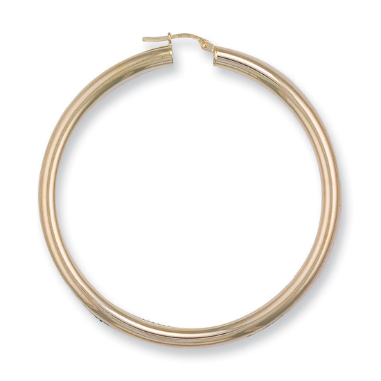 9ct Yellow Gold Round Tube Hoop Earrings 5.5g