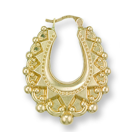 9ct Yellow Gold Fancy Oval Creoles Earrings 3.2g