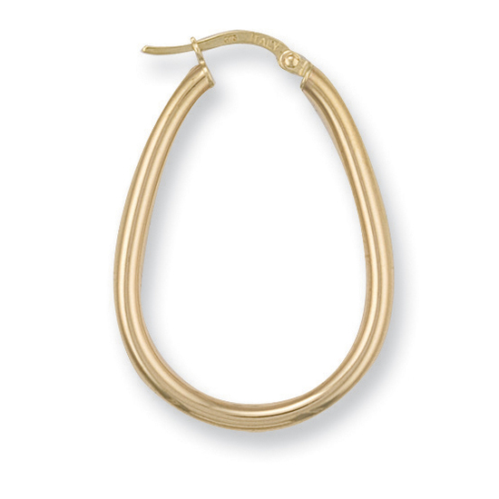 9ct Yellow Gold Oval Tube Hoop Earrings 1.7g