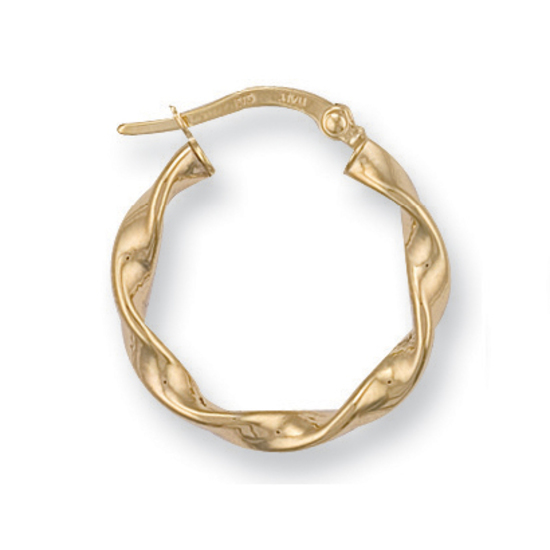 9ct Yellow Gold Twisted Hoop Earrings 1.0g
