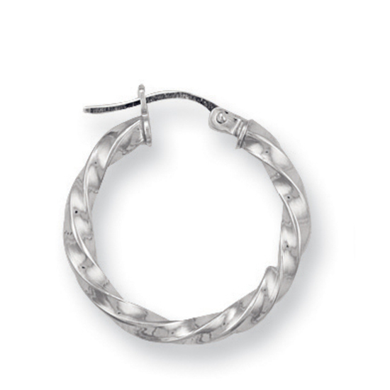 9ct White Gold Twisted Hoop Earrings 1.1g