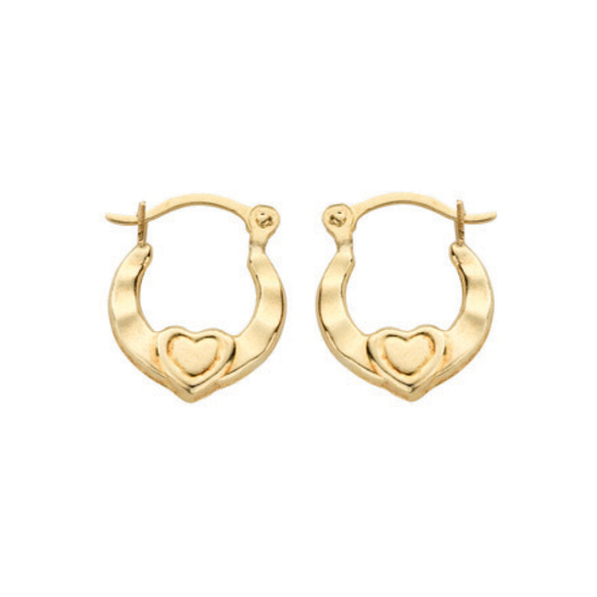 9ct Yellow Gold Heart Creoles Earrings