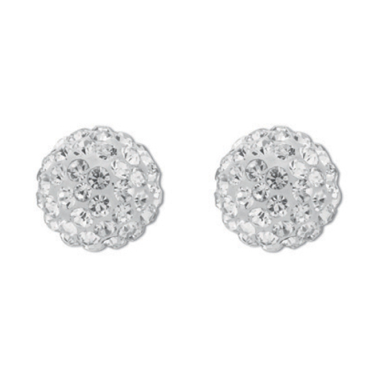 9ct Yellow Gold 10mm White Crystal Stud Earrings