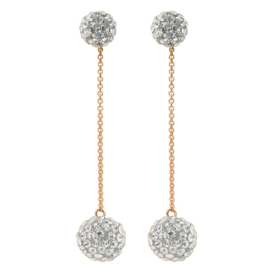 9ct Yellow Gold White Crystal Drop Earrings 