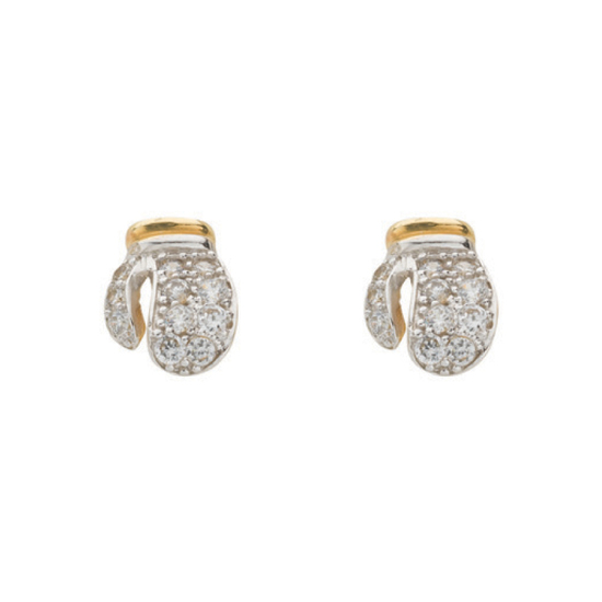 9ct Yellow Gold CZ Boxing Gloves Stud Earrings 2.0g