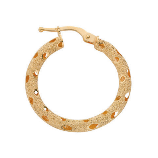 9ct Yellow Gold Frosted Hoop Earrings 1.6g
