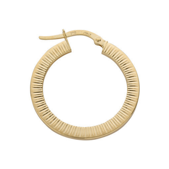 9ct Yellow Gold D/C Hoop Earrings 1.4g