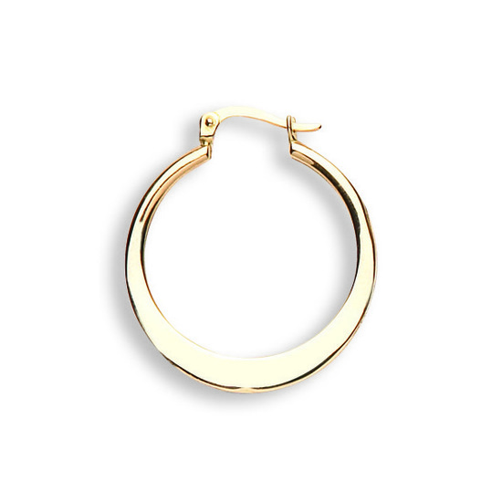9ct Yellow Gold Flat Round Hoop Earrings 1.3g