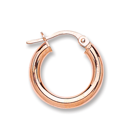 9ct Rose Gold Round Tube Hoop Earrings 0.8g