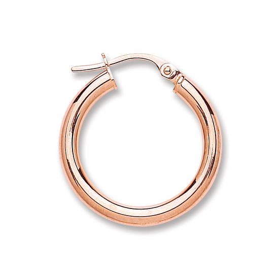 9ct Rose Gold Round Tube Hoop Earrings 1.1g