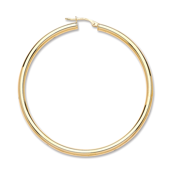9ct Yellow Gold Plain Tube Hoop Earrings 2.9g