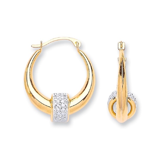 9ct Yellow Gold Hoop and CZ Ball Earrings
