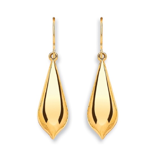 9ct Yellow Gold Pear Shape Drop Earrings