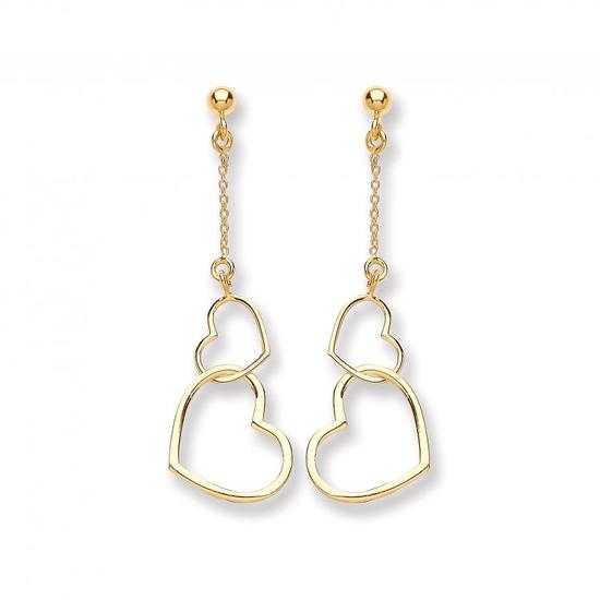 9ct Yellow Gold Heart Drop Earrings 1.3g