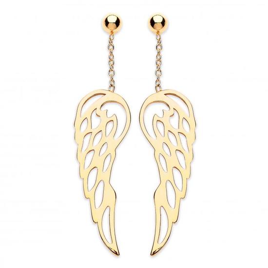 9ct Yellow Gold Angel Wings Drop Earrings 1.9g