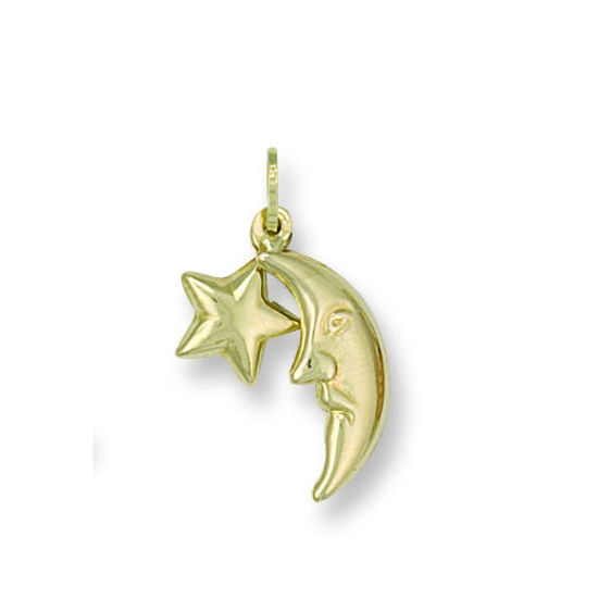 Star and Moon Crescent 9ct Gold Pendant