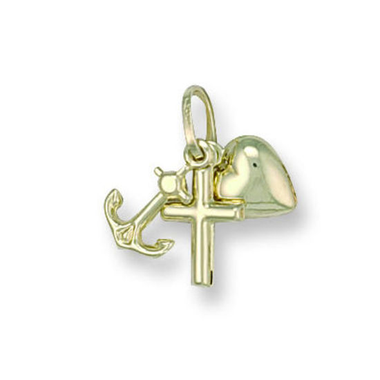 Anchor, Cross and Heart 9ct Gold Pendant, S