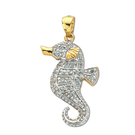Seahorse with CZ stones, 9ct Gold