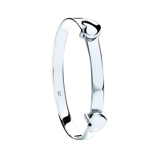 Sterling Silver Expandable Heart Baby Bangle 5.1g