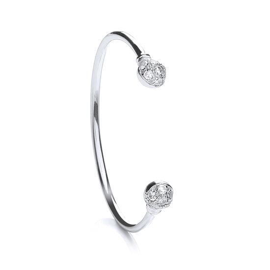 Sterling Silver Baby CZ Torque Bangle 5.8g