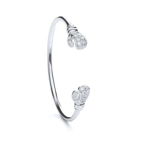 Sterling Silver Baby CZ Boxing Glove Bangle 6.5g