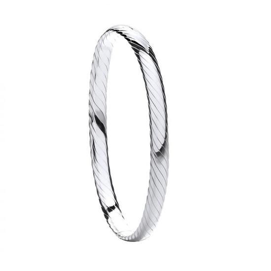 Sterling Silver Ribbed Ladies Bangle 24.0g