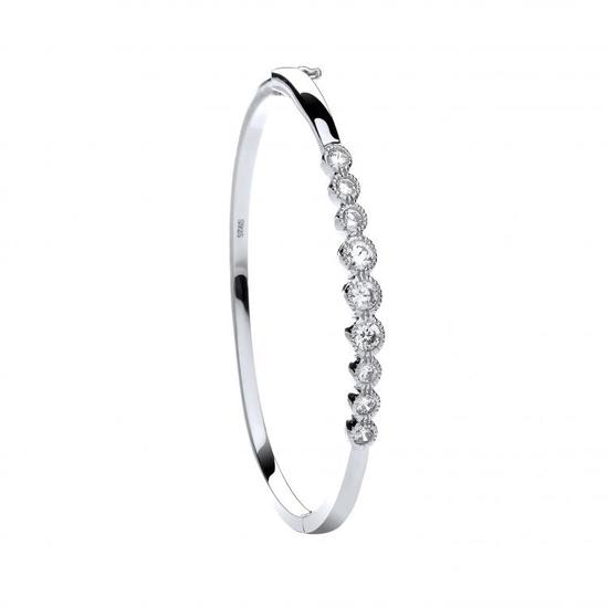 Sterling Silver Rubover CZ Ladies Bangle 10.8g