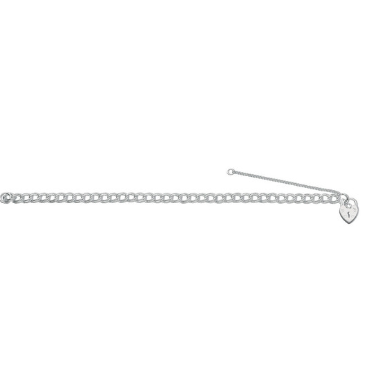 Silver Double Link Curb & Padlock Charm Bracelet